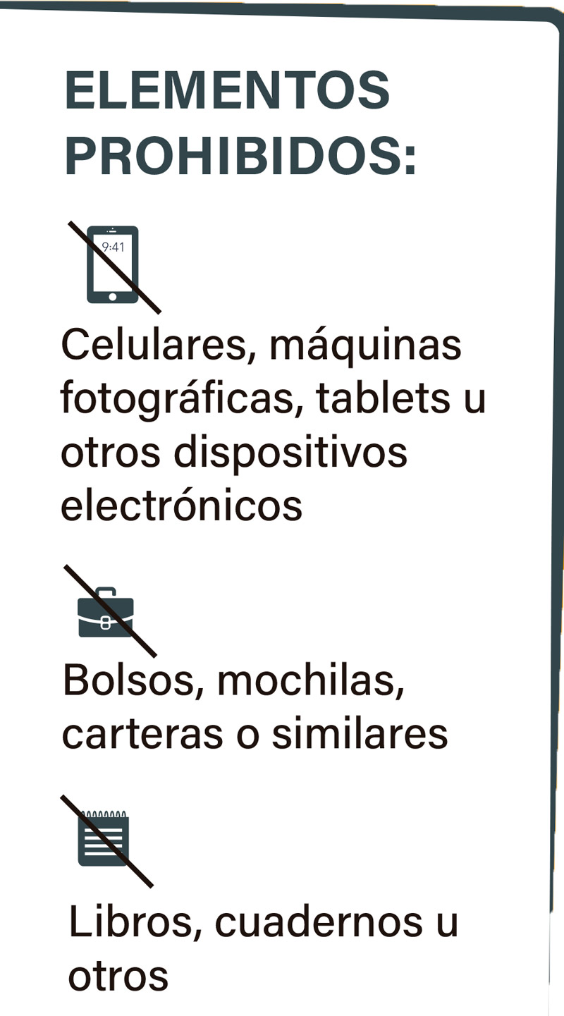 Elementos prohibidos en la sala de rendición