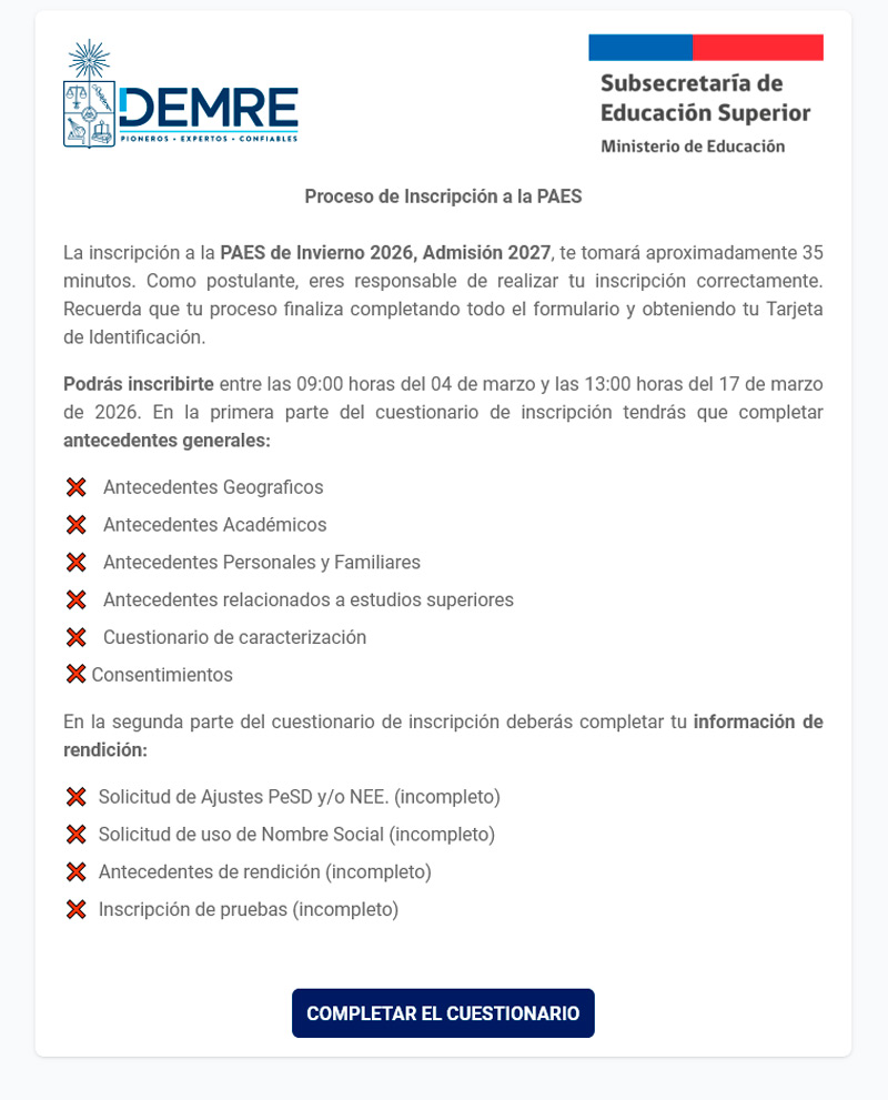 Pantalla de inicio
