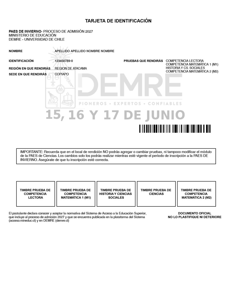 Tarjeta de identificación pdt de Invierno