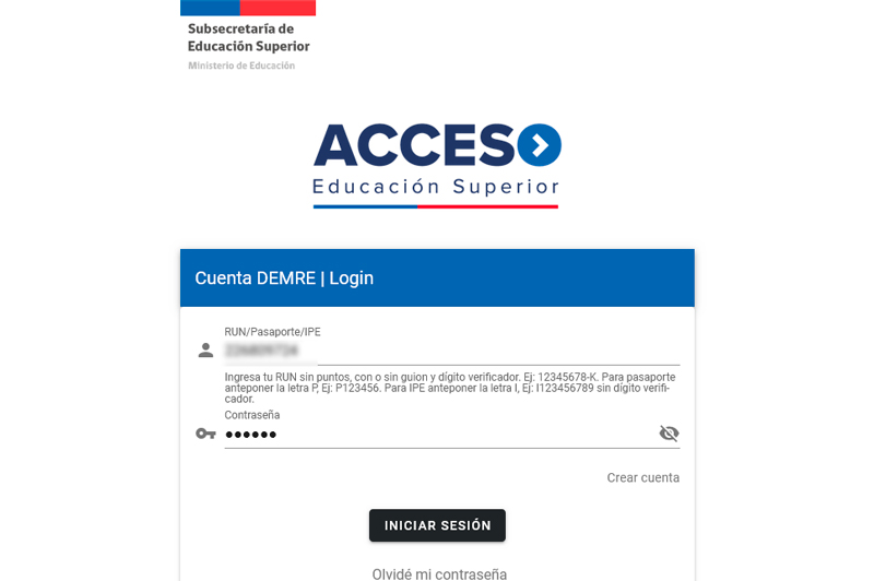Pantalla de inicio