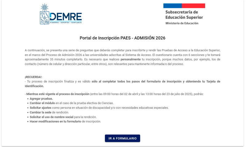 Pantalla de inicio