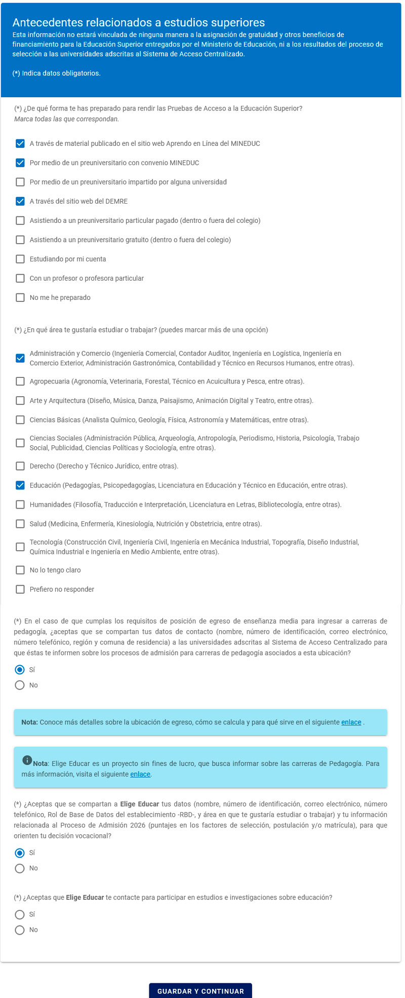Antecedentes estudios superiores