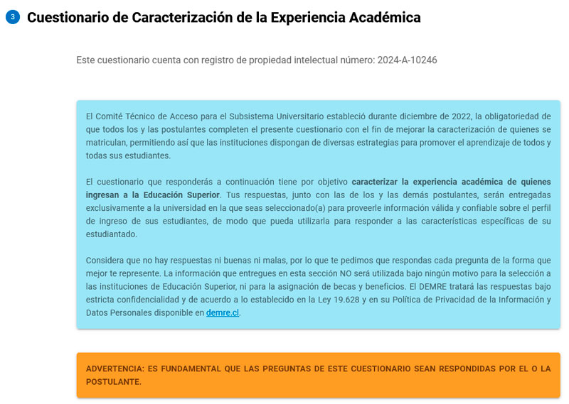 Paso 3: Cuestionario de caracterización Paso 3