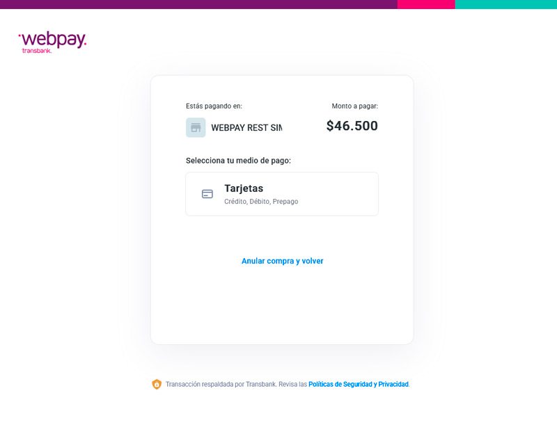 Pago webpay arancel