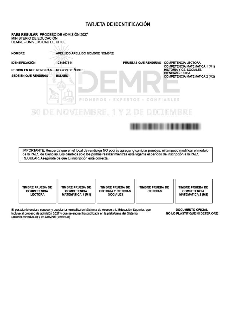 Tarjeta de Identificación