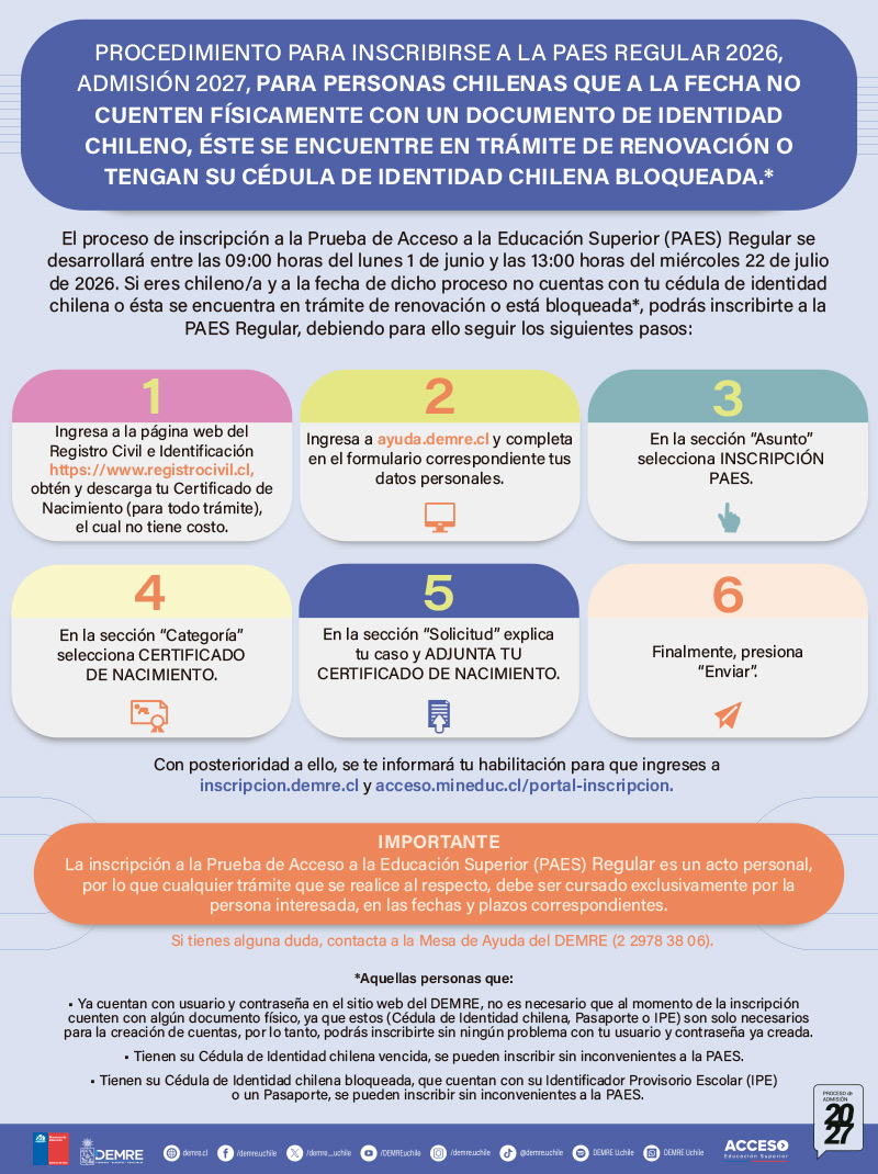 Inscripción sin cédula