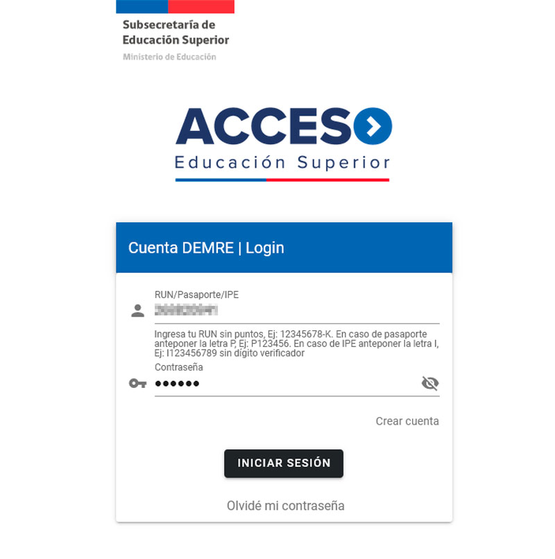 Acceso Postulación