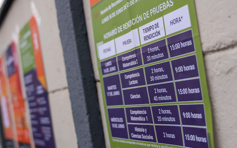 Carteles de horarios PAES de Invierno